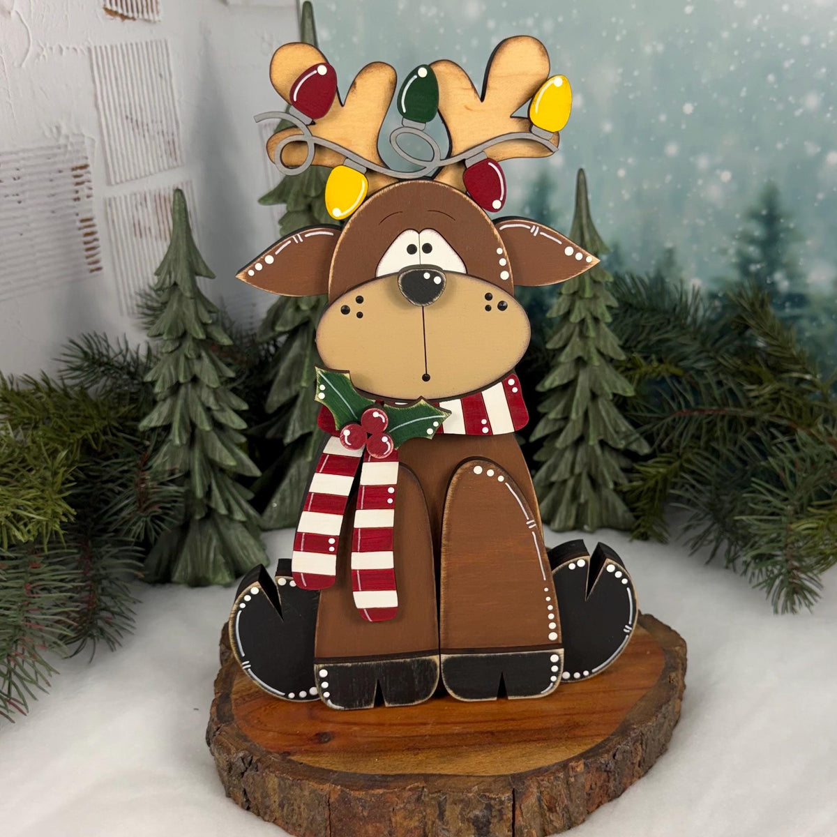 Handcrafted Christmas Reindeer Shelf Decor - Add a Rustic Charm to Your Home
