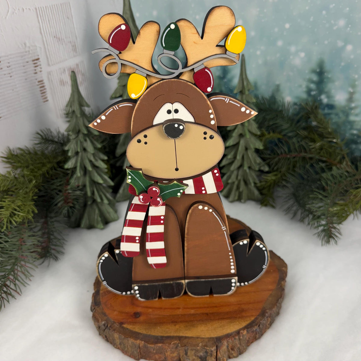 Handcrafted Christmas Reindeer Shelf Decor - Add a Rustic Charm to Your Home