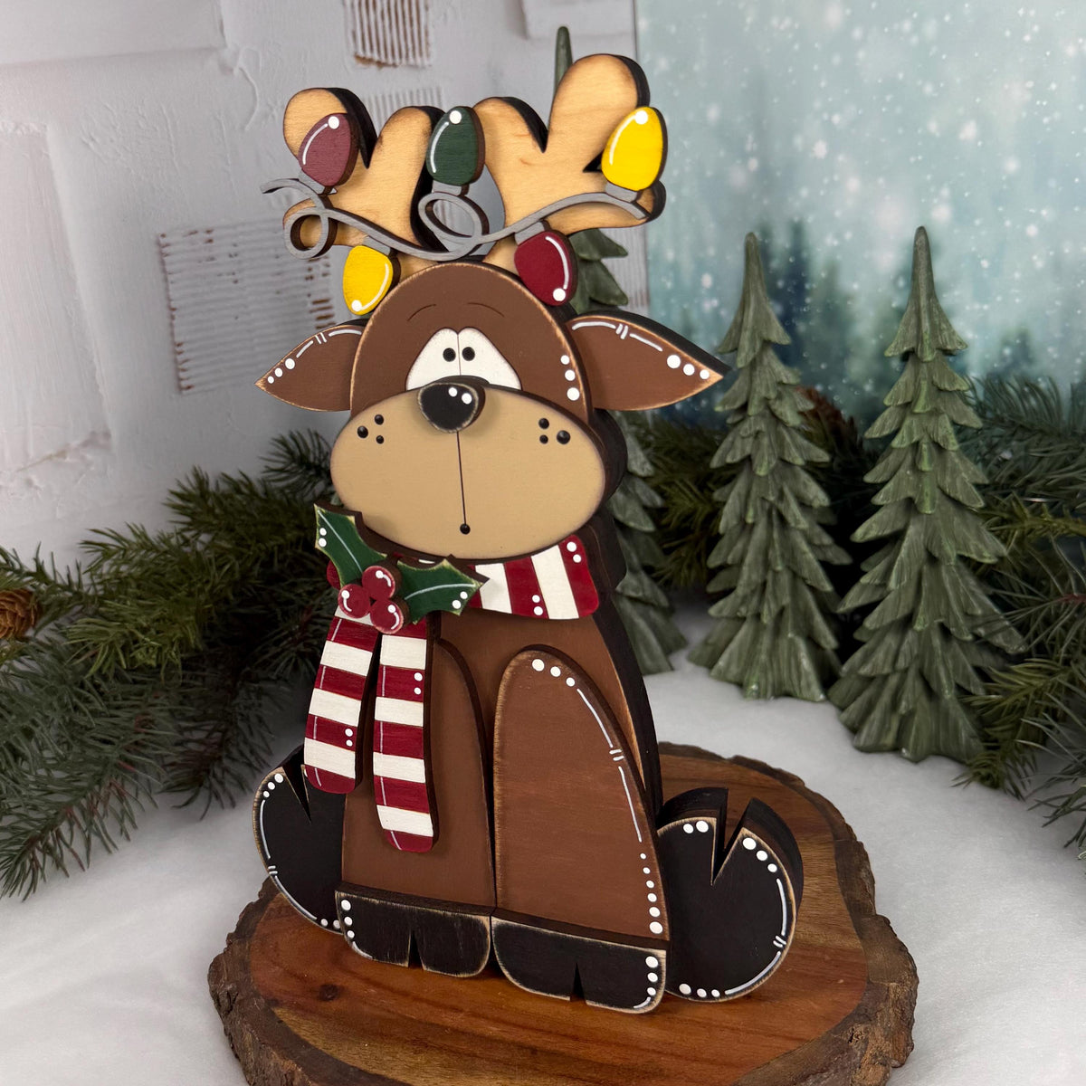 Handcrafted Christmas Reindeer Shelf Decor - Add a Rustic Charm to Your Home