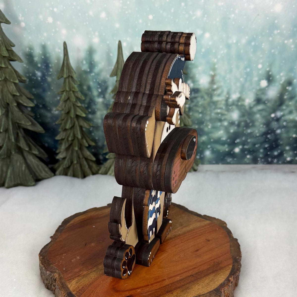Hanukkah Dog Shelf Sitter, Wooden Dog Decor with Menorah or Dreidel, Handmade Jewish Holiday Decoration