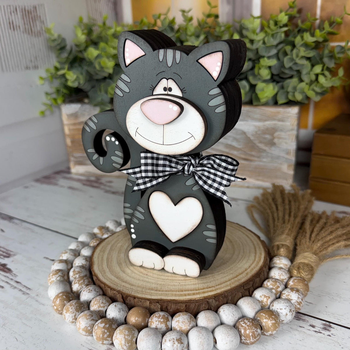 Chunky Wooden Cat Shelf Sitter, Personalized Cat Decor