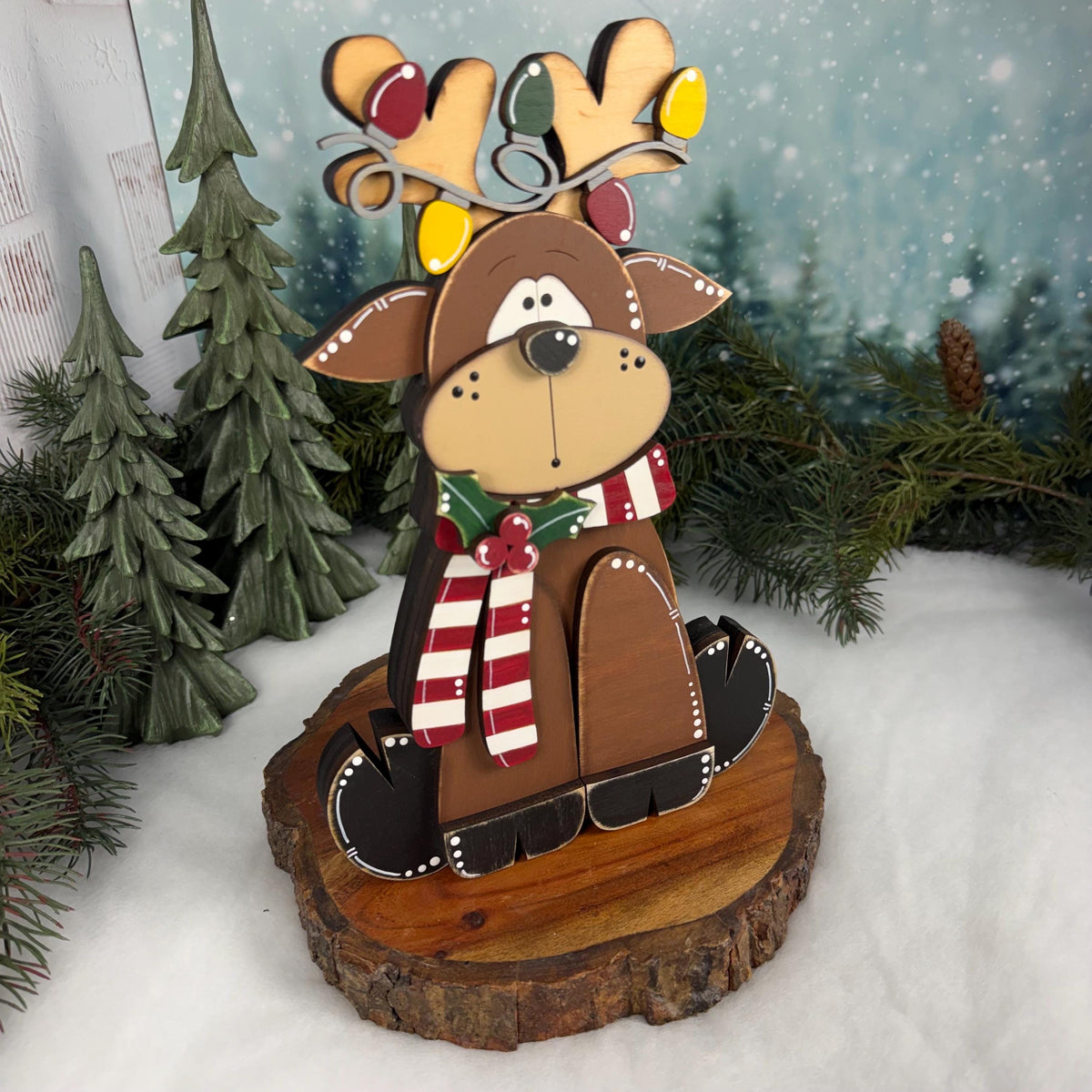 Handcrafted Christmas Reindeer Shelf Decor - Add a Rustic Charm to Your Home