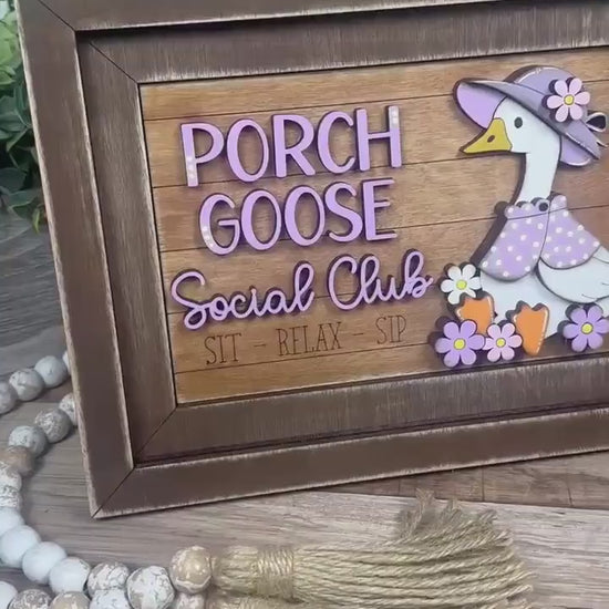 Farmhouse Porch Goose Sign – Chunky Interchangeable Frame