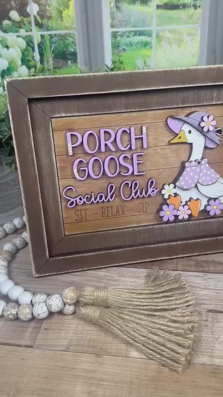 Farmhouse Porch Goose Sign – Chunky Interchangeable Frame