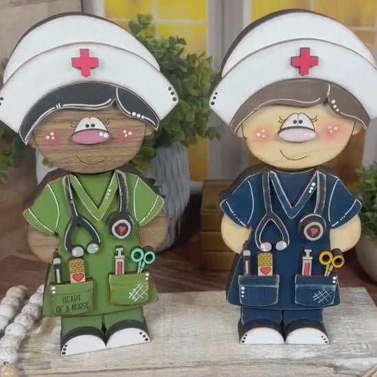 Handmade Wooden Nurse Shelf Sitter, Laser Cut, Hand Painted, RN Graduation Gift