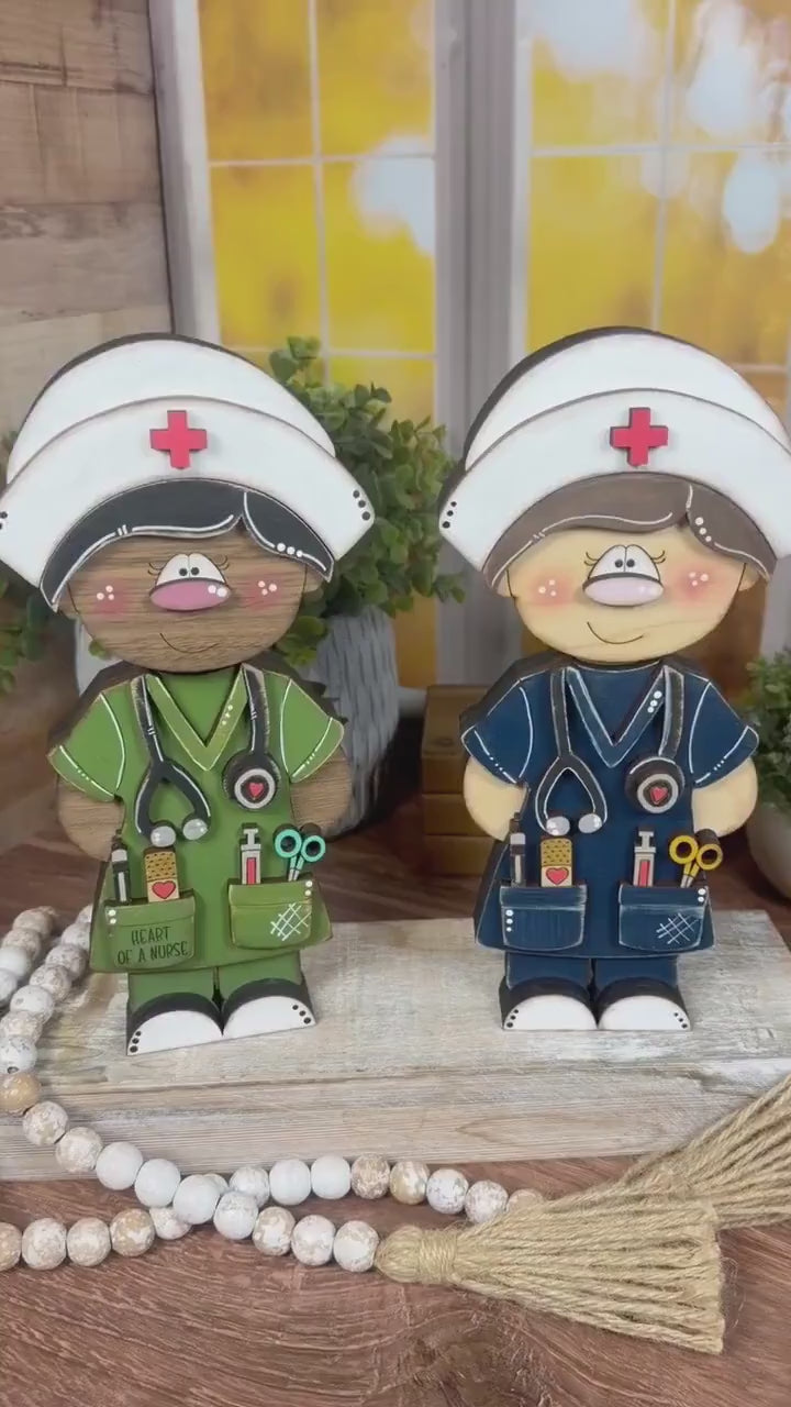 Handmade Wooden Nurse Shelf Sitter, Laser Cut, Hand Painted, RN Graduation Gift