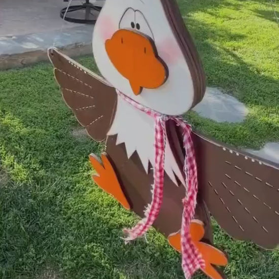 Rustic Americana Wooden Eagle Door Hanger, Patriotic Door Decor
