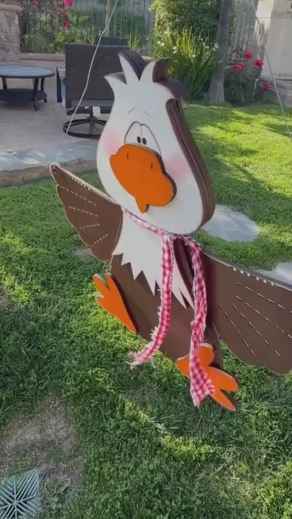 Rustic Americana Wooden Eagle Door Hanger, Patriotic Door Decor