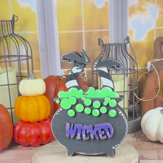 Spooky Wood Cauldron Farmhouse Halloween Décor, Rustic Charm