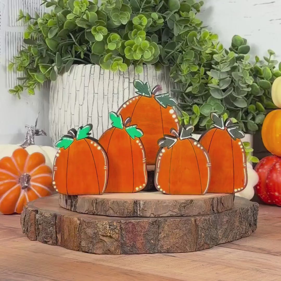Hand Painted Mini Wood Pumpkin, Rustic Fall Shelf Decor