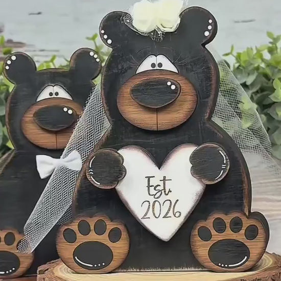 Personalized Bear Wedding Gift, Bride & Groom Bears, Rustic Woodland Wedding Decor