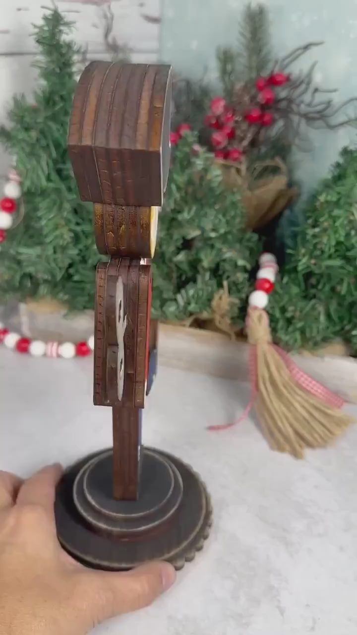 Double-Sided Wooden Toy Soldier – Hand-Painted Farmhouse Christmas Decor