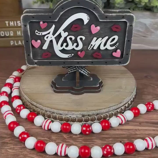 Kiss Me Valentine Mini Sign Insert, Farmhouse Tiered Tray Decor