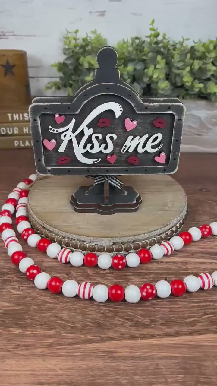 Kiss Me Valentine Mini Sign Insert, Farmhouse Tiered Tray Decor