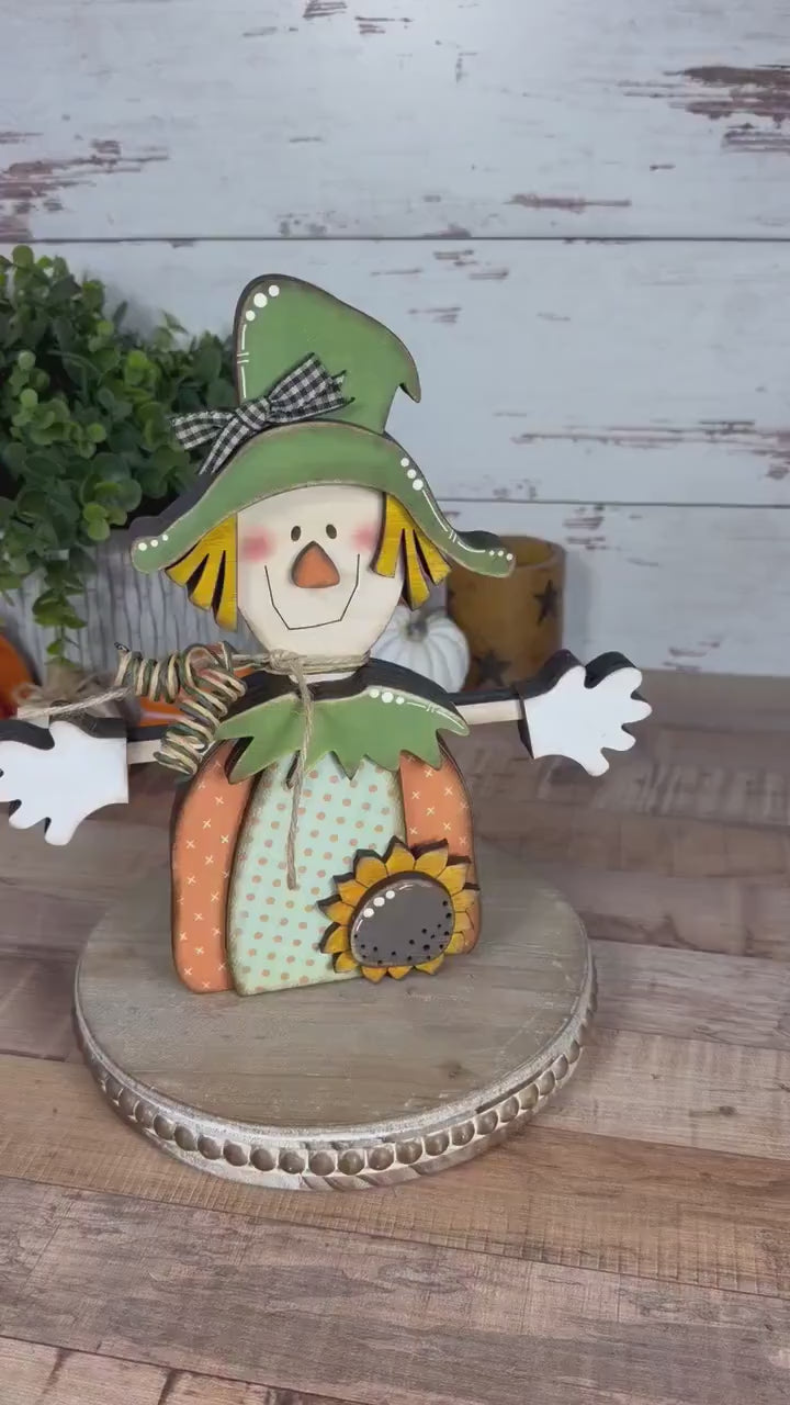 Wooden Scarecrow Shelf Sitter for Fall Farmhouse Decor