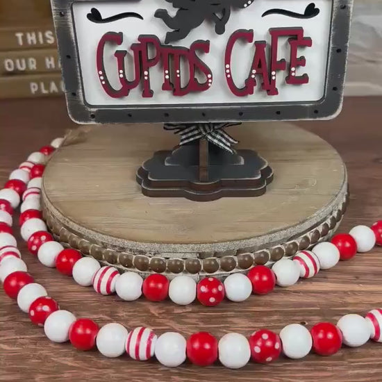 Cupids Cafe Mini Table Sign: Valentine's Day Tiered Tray Decor