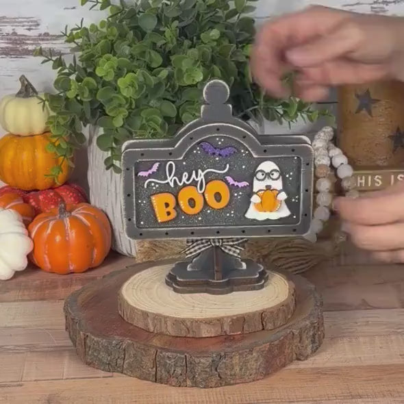 Hey Boo Interchangeable Halloween Mini Sign
