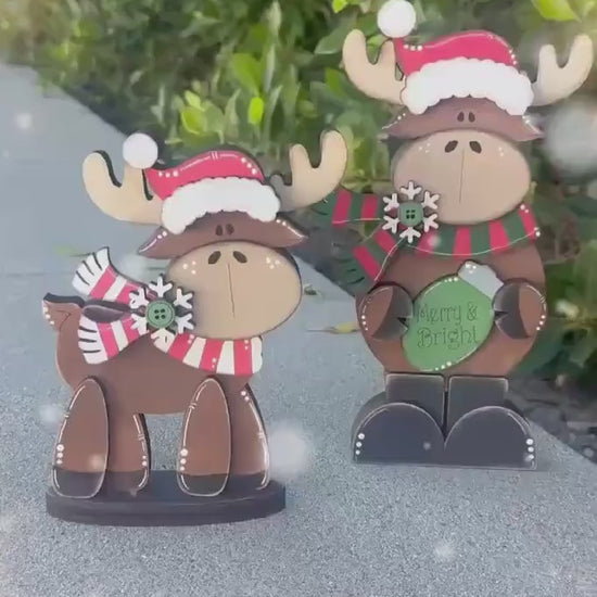 Woodland Moose Shelf Sitter - Unique Rustic Christmas Decor for Your Home
