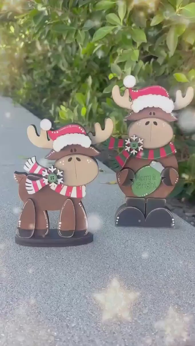 Woodland Moose Shelf Sitter - Unique Rustic Christmas Decor for Your Home