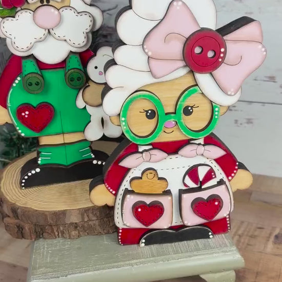 Hand-Painted Santa & Mrs. Claus Shelf Sitters: Farmhouse Christmas Decor