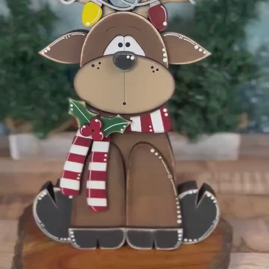 Handcrafted Christmas Reindeer Shelf Decor - Add a Rustic Charm to Your Home