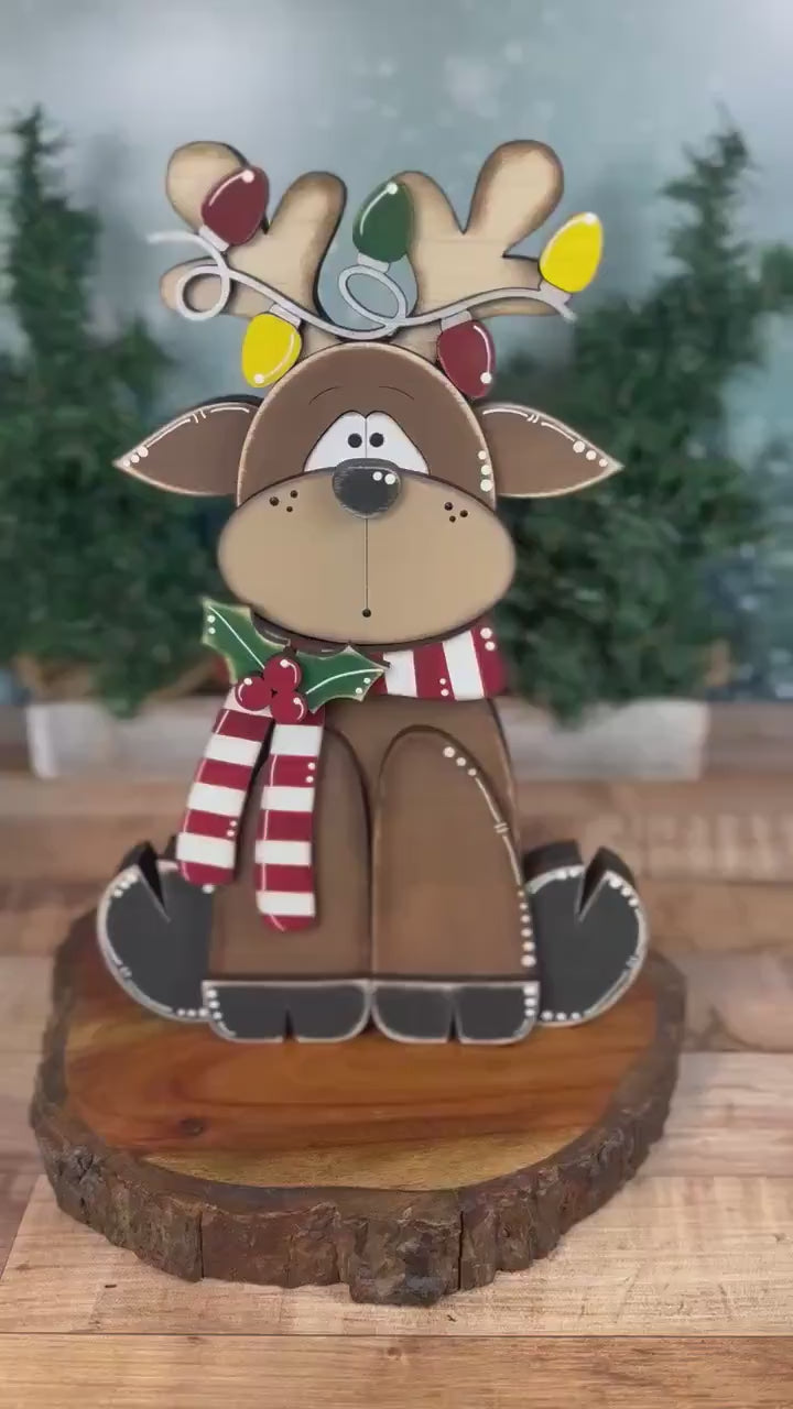 Handcrafted Christmas Reindeer Shelf Decor - Add a Rustic Charm to Your Home