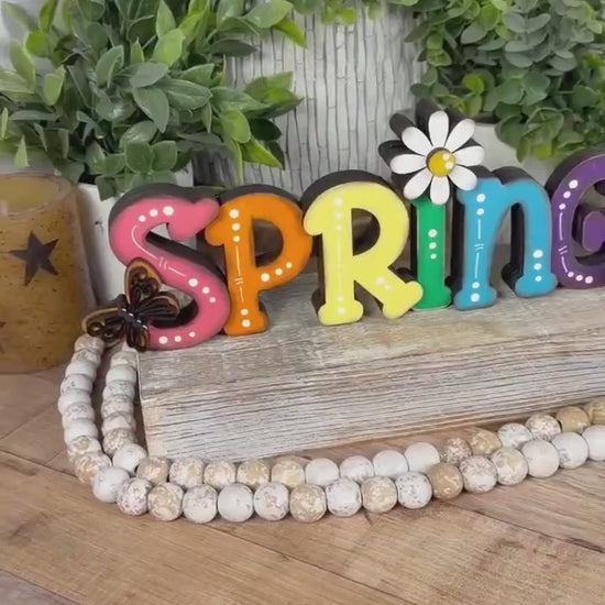 Spring Wooden Shelf Sitter – Hand-Painted Layered Spring Decor
