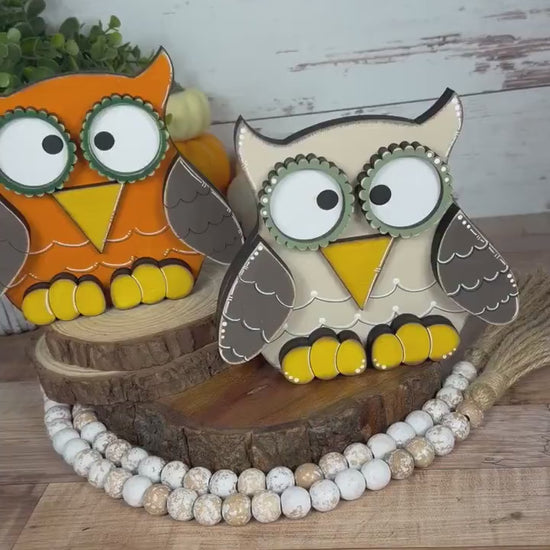 Handcrafted Wooden Owl Shelf Sitter | Hand Painted Distressed Farmhouse Decor