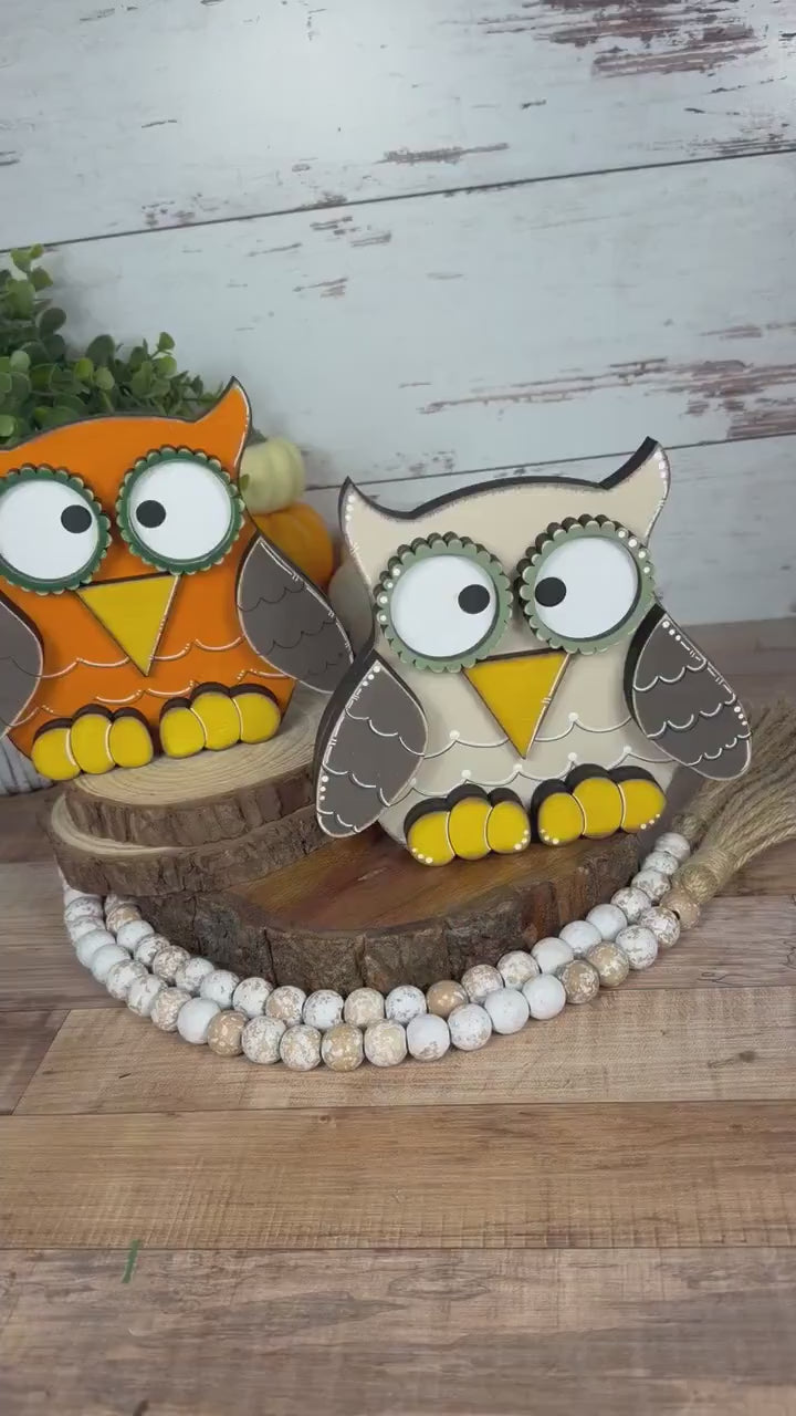 Handcrafted Wooden Owl Shelf Sitter | Hand Painted Distressed Farmhouse Decor