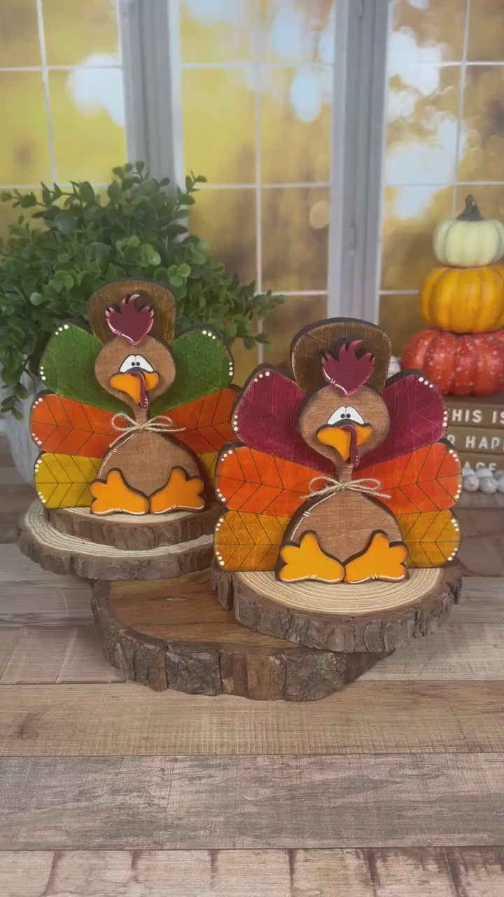 Personalizable Chunky Rustic Wooden Turkey: Thanksgiving Shelf Sitter
