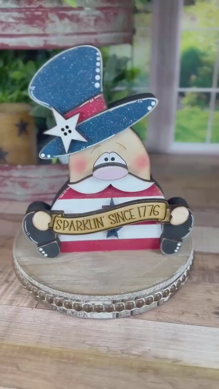 Hand-Painted Wooden Uncle Sam Decor: Rustic 4th of July Americana