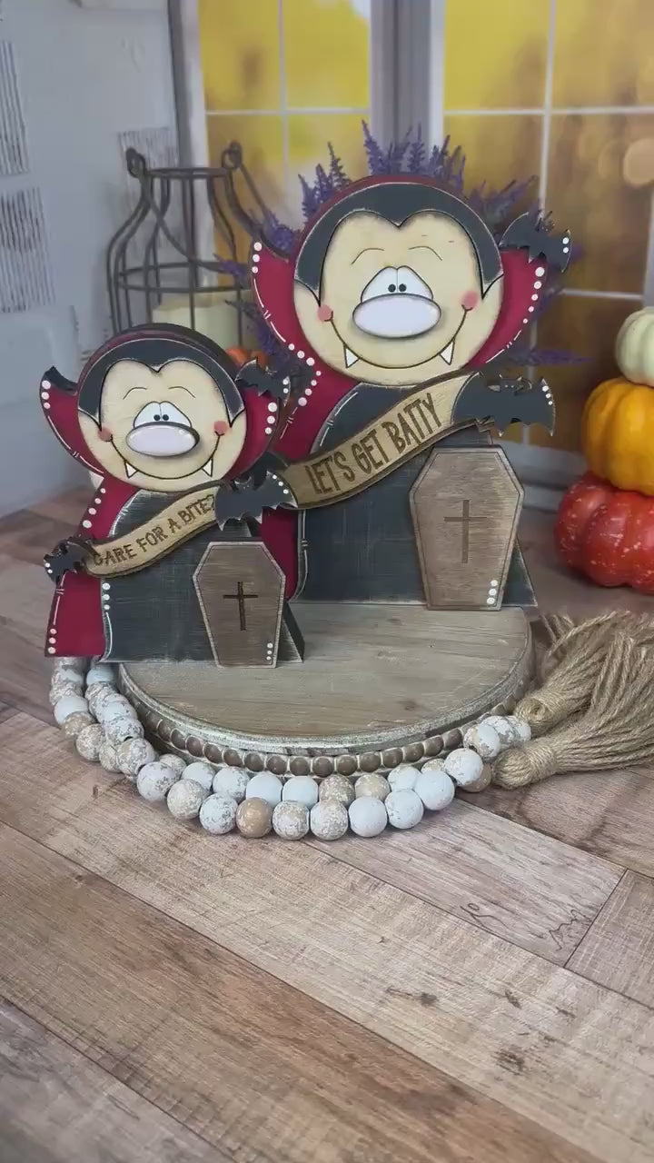 Farmhouse Vampire Decor - Spooky Rustic Wood Halloween, Primitive Gothic Decoration