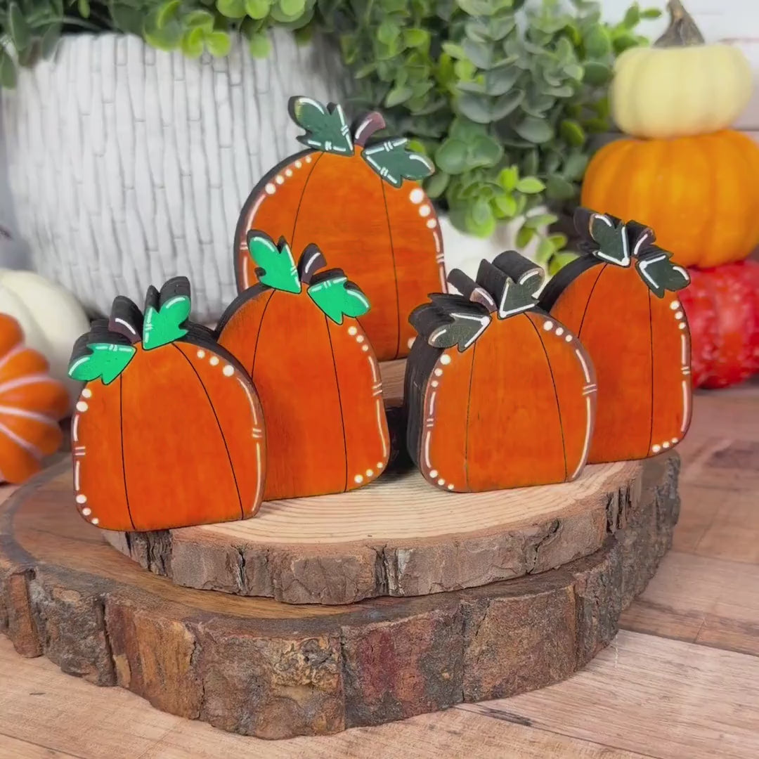 Hand Painted Mini Wood Pumpkin, Rustic Fall Shelf Decor