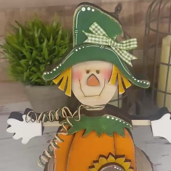 Charming Wooden Scarecrow Shelf Sitter for Fall Farmhouse Vibes