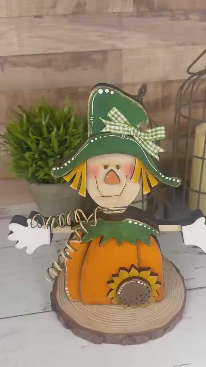 Charming Wooden Scarecrow Shelf Sitter for Fall Farmhouse Vibes